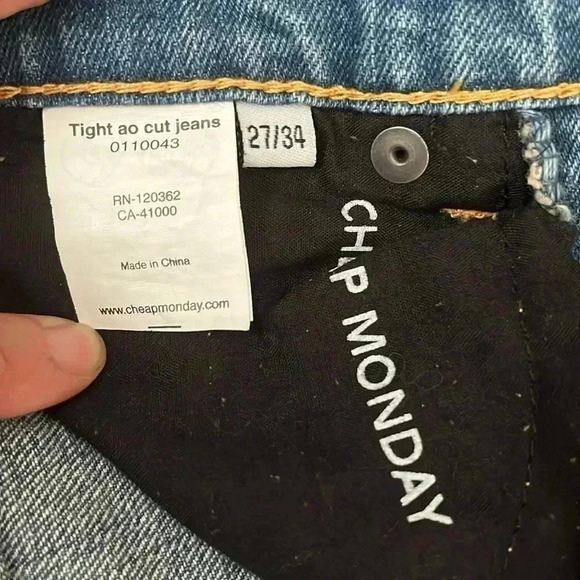 [W27/Inseam32/L34]Cheap Monday Tight AO  CUT Skinny Mid Rise Jeans - Picture 7 of 8